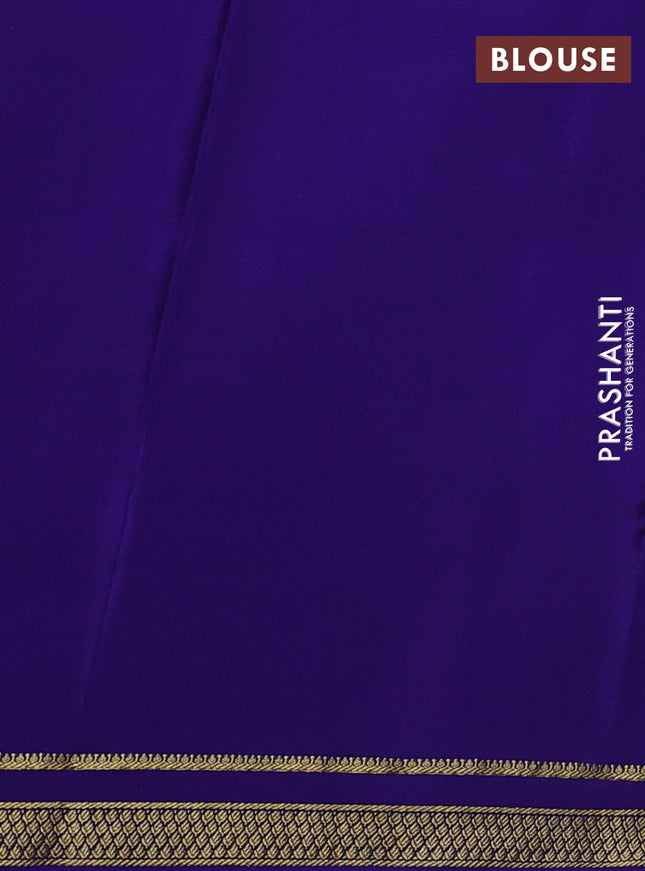 Pure mysore silk saree blue with allover zari checked pattern and zari woven border