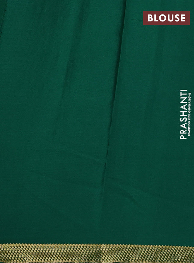 Pure mysore silk saree green with allover zari checked pattern and zari woven border