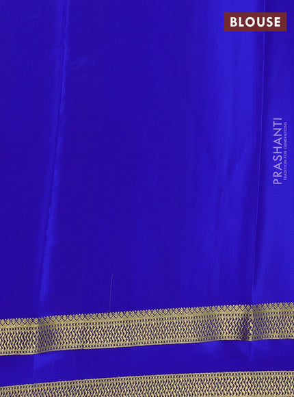 Pure mysore silk saree royal blue with allover zari checked pattern and rettapet zari woven border