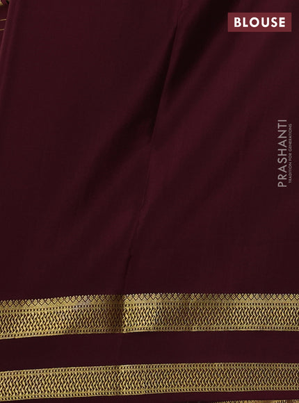Pure mysore silk saree deep maroon with allover zari checked pattern and rettapet zari woven border