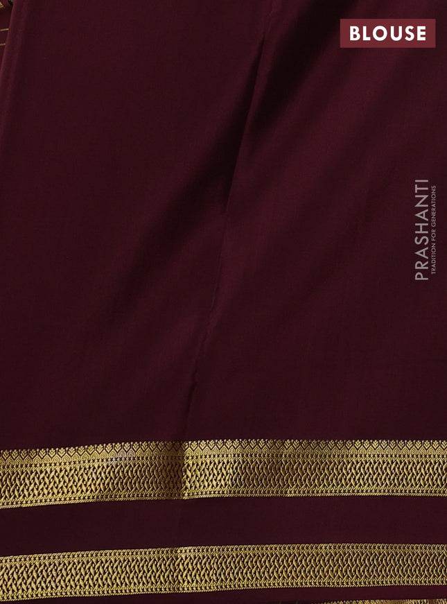 Pure mysore silk saree deep maroon with allover zari checked pattern and rettapet zari woven border