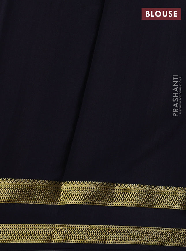 Pure mysore silk saree black with allover zari checked pattern and rettapet zari woven border