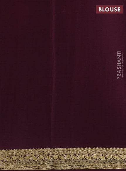 Pure mysore silk saree deep maroon with allover zari checked pattern and zari woven border