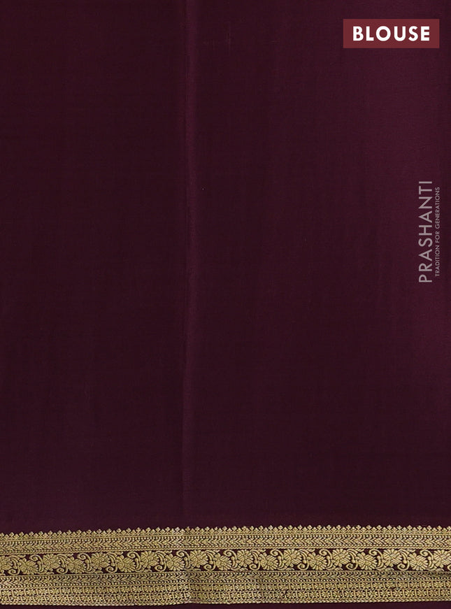 Pure mysore silk saree deep maroon with allover zari checked pattern and zari woven border