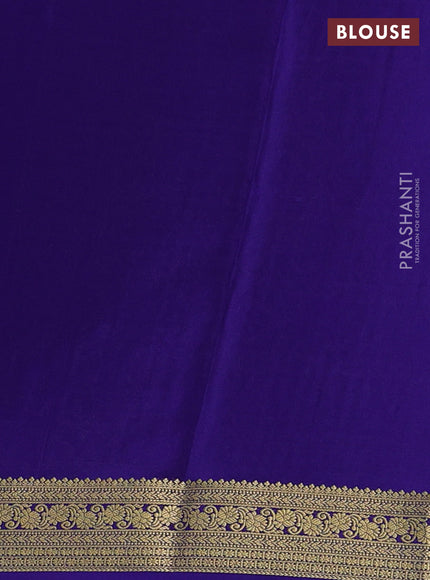 Pure mysore silk saree blue with allover zari checked pattern and zari woven border