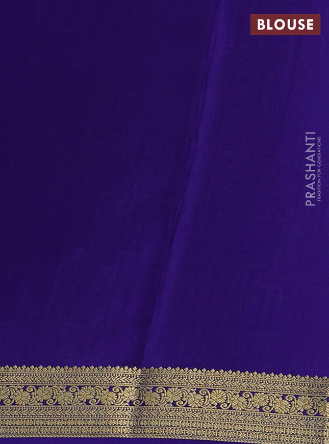 Pure mysore silk saree blue with allover zari checked pattern and zari woven border
