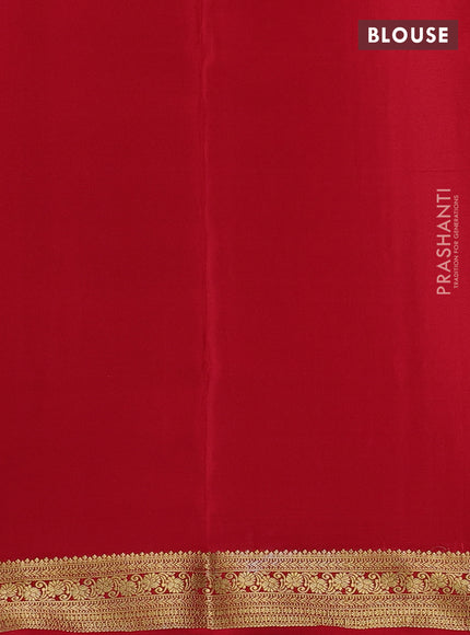 Pure mysore silk saree red with allover zari checked pattern and zari woven border