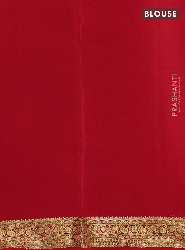 Pure mysore silk saree red with allover zari checked pattern and zari woven border