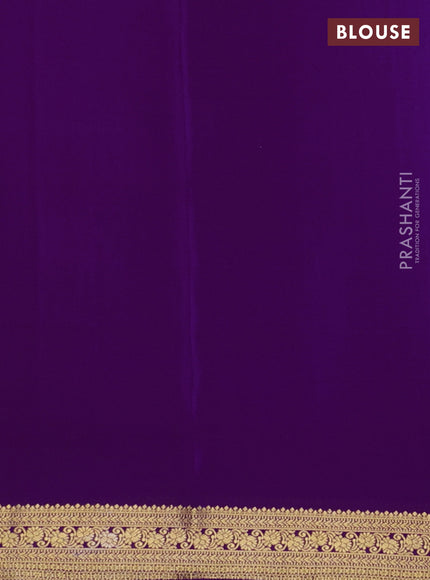 Pure mysore silk saree violet with allover zari checked pattern and zari woven border