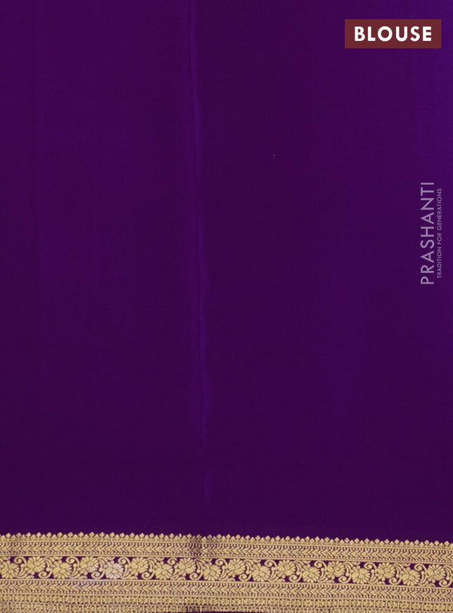 Pure mysore silk saree violet with allover zari checked pattern and zari woven border