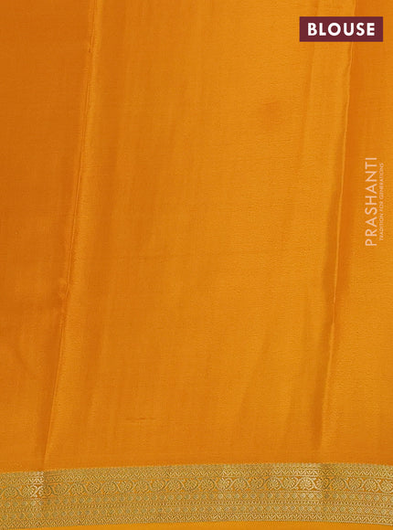 Pure mysore silk saree teal green and mustard yellow with allover zari checked pattern and zari woven border