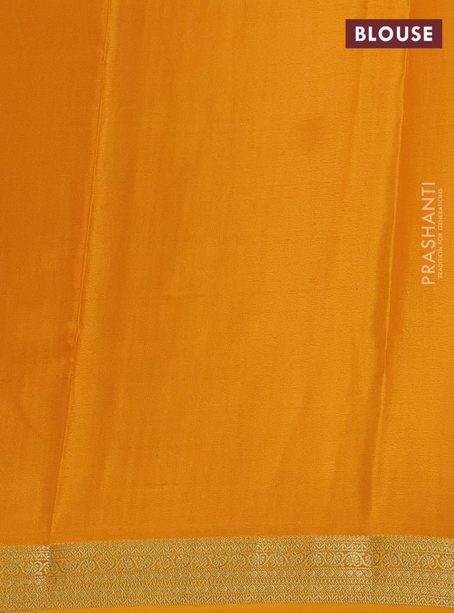 Pure mysore silk saree teal green and mustard yellow with allover zari checked pattern and zari woven border