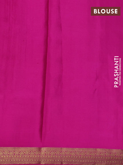 Pure mysore silk saree light blue and pink with allover zari checked pattern and zari woven border