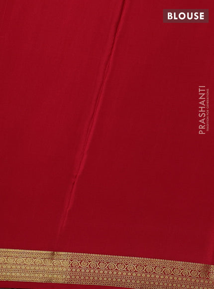 Pure mysore silk saree green and red with allover zari checked pattern and zari woven border