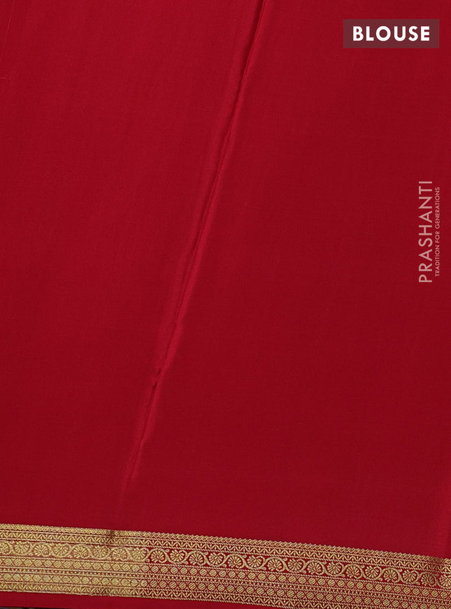 Pure mysore silk saree green and red with allover zari checked pattern and zari woven border