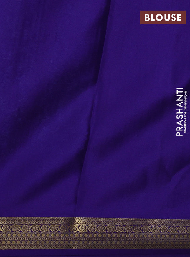 Pure mysore silk saree light blue and blue with allover zari checked pattern and zari woven border