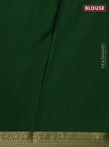 Pure mysore silk saree mango yellow and green with allover zari checked pattern and zari woven border