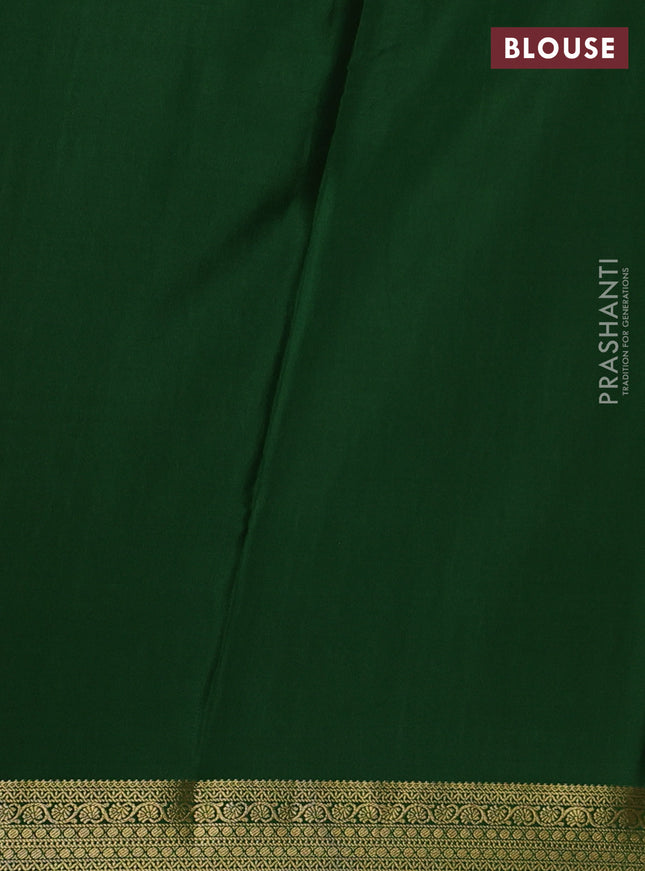 Pure mysore silk saree mango yellow and green with allover zari checked pattern and zari woven border