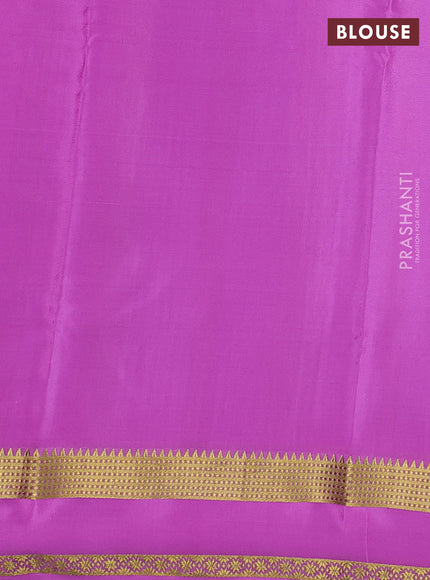 Pure mysore silk saree peacock green and light pink with allover zari checked pattern and rettapet zari woven border