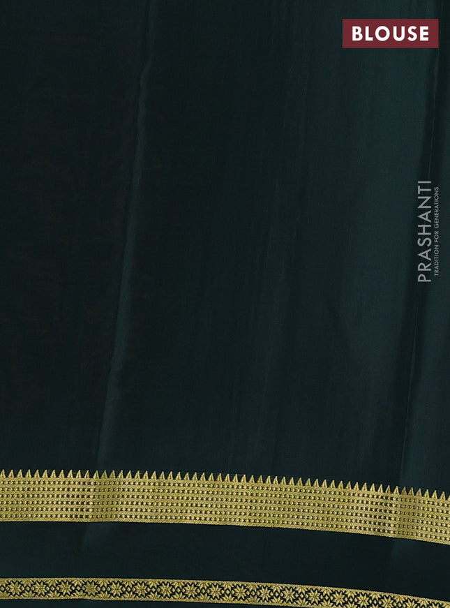 Pure mysore silk saree blue and green with allover zari checked pattern and rettapet zari woven border