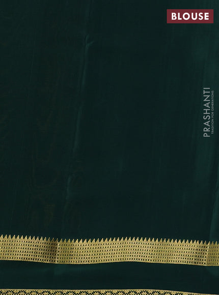 Pure mysore silk saree mustard yellow and green with allover zari checked pattern and rettapet zari woven border