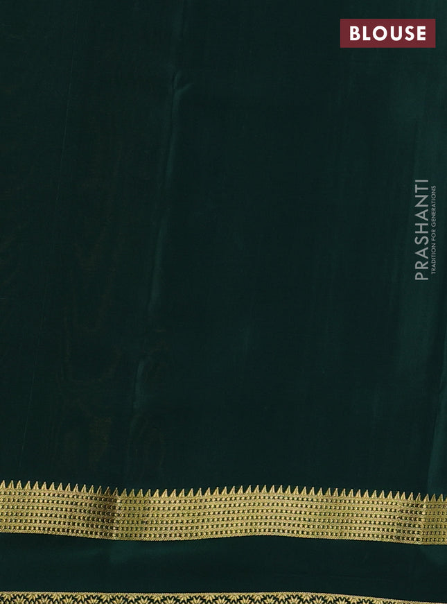 Pure mysore silk saree mustard yellow and green with allover zari checked pattern and rettapet zari woven border