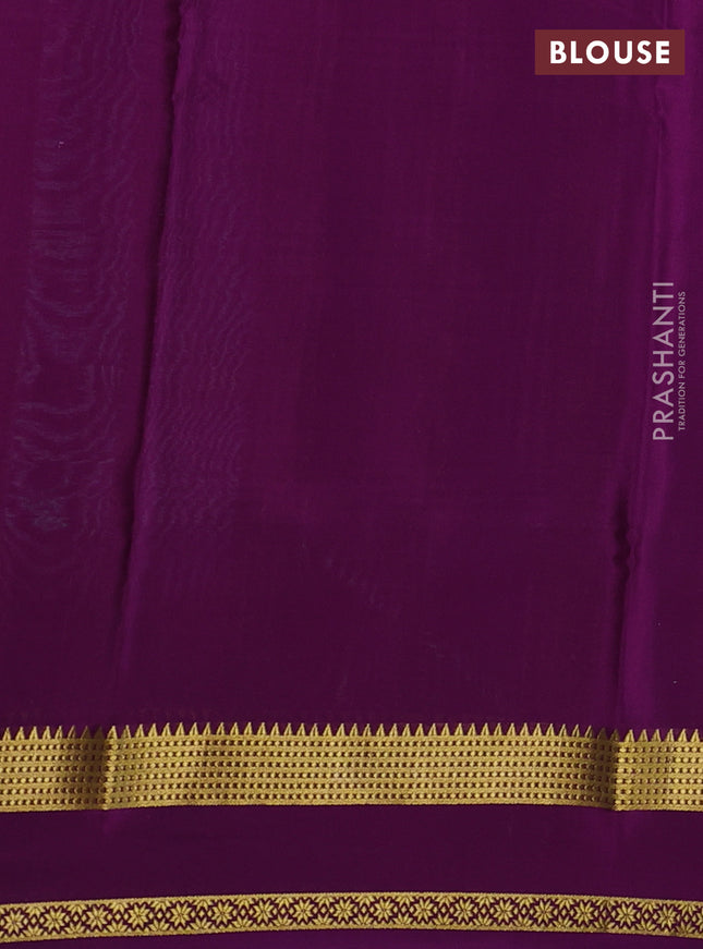 Pure mysore silk saree pastel blue and purple with allover zari checked pattern and rettapet zari woven border