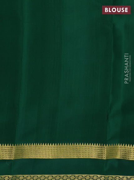 Pure mysore silk saree rustic orange and green with allover zari checked pattern and rettapet zari woven border