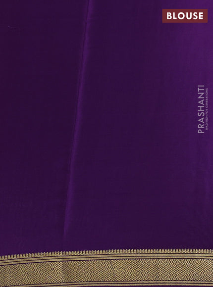 Pure mysore silk saree pastel blue and purple with allover stripes pattern and zari woven border