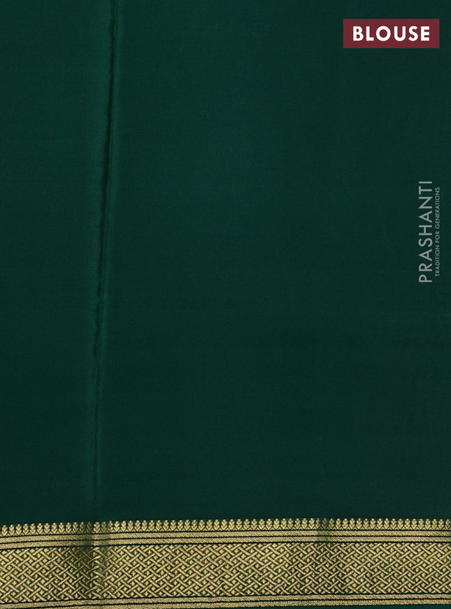 Pure mysore silk saree pink and green with allover stripes pattern and zari woven border