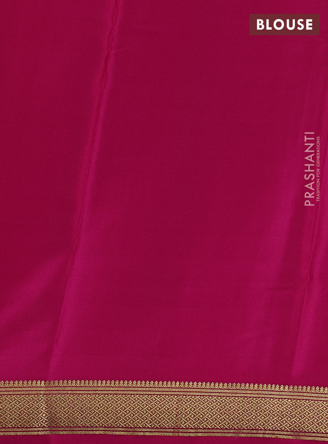 Pure mysore silk saree brown and pink with allover zari weaves and zari woven border