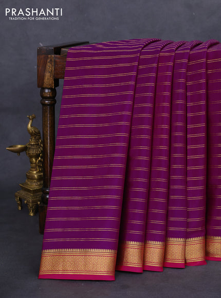 Pure mysore silk saree purple and pink with allover zari weaves and zari woven border