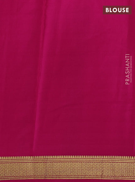 Pure mysore silk saree purple and pink with allover zari weaves and zari woven border