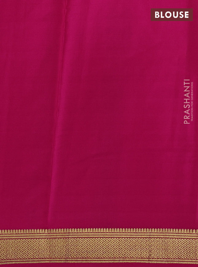Pure mysore silk saree purple and pink with allover zari weaves and zari woven border