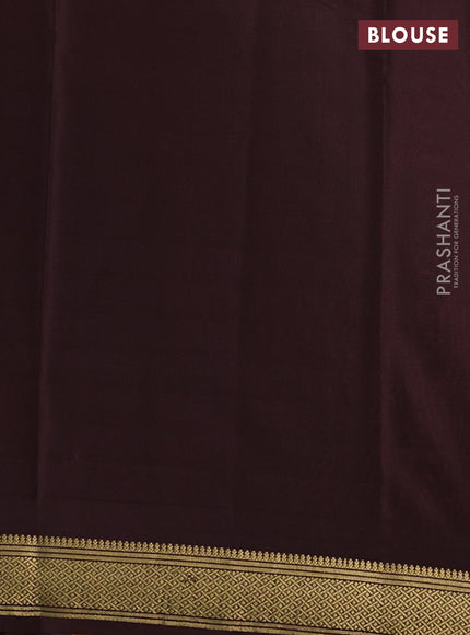 Pure mysore silk saree mustard yellow and brown with allover zari weaves and zari woven border