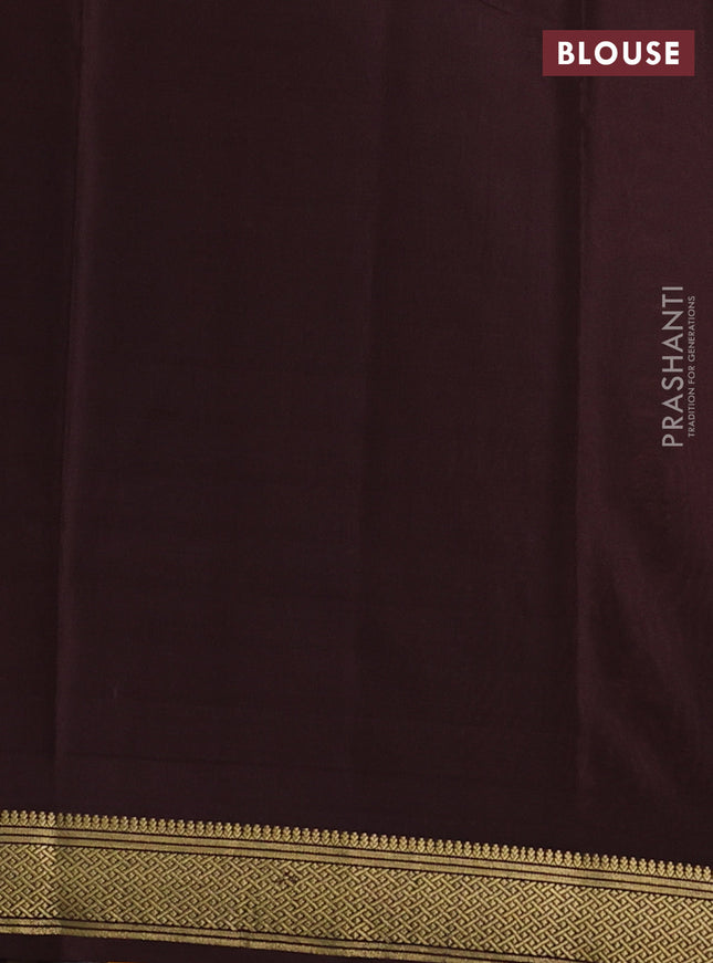 Pure mysore silk saree mustard yellow and brown with allover zari weaves and zari woven border