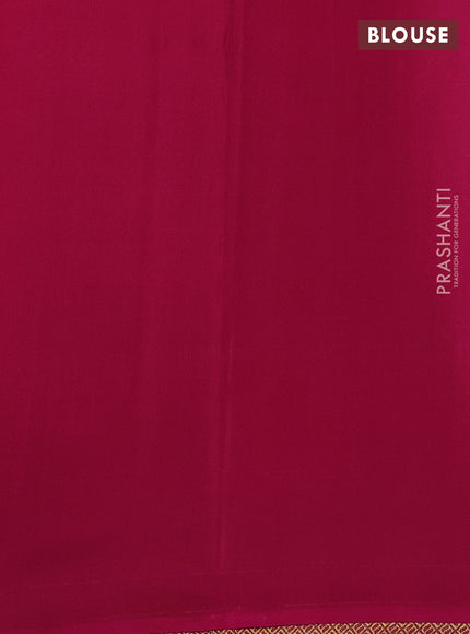 Pure mysore silk saree peacock green and pink with silver & gold zari weaves in borderless style