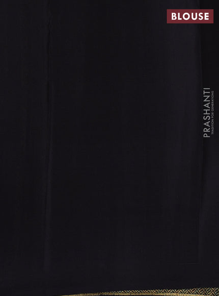 Pure mysore silk saree red and black with silver & gold zari weaves in borderless style