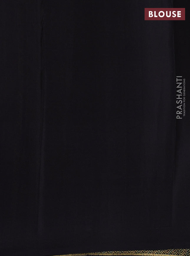 Pure mysore silk saree red and black with silver & gold zari weaves in borderless style