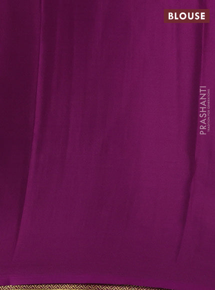 Pure mysore silk saree pastel blue and purple with silver & gold zari weaves in borderless style