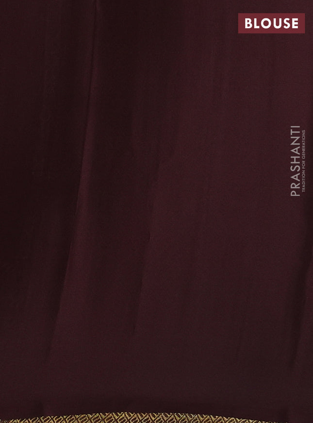 Pure mysore silk saree sandal and brown with allover zari stripes pattern in borderless style