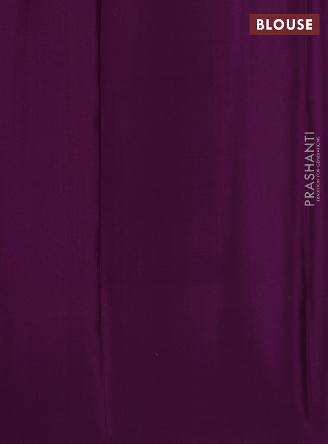 Pure mysore silk saree lavender and deep purple with allover zari stripes pattern in borderless style