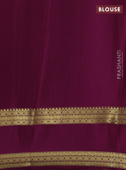 Pure mysore silk saree wine shade with allover zari stripes pattern and rettapet zari woven border