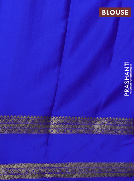 Pure mysore silk saree royal blue with allover zari stripes pattern and rettapet zari woven border