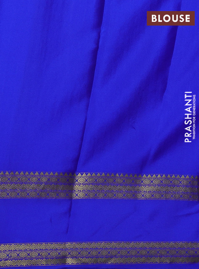 Pure mysore silk saree royal blue with allover zari stripes pattern and rettapet zari woven border