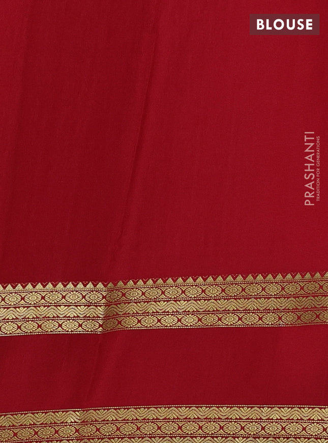 Pure mysore silk saree maroon with allover zari stripes pattern and rettapet zari woven border
