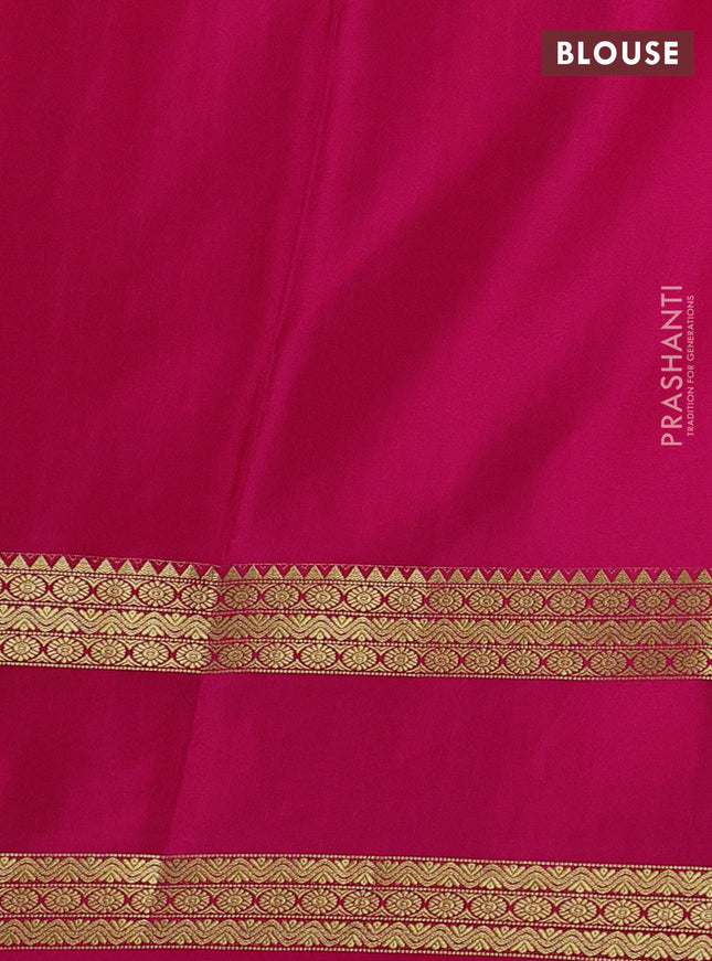Pure mysore silk saree pink with allover zari stripes pattern and rettapet zari woven border