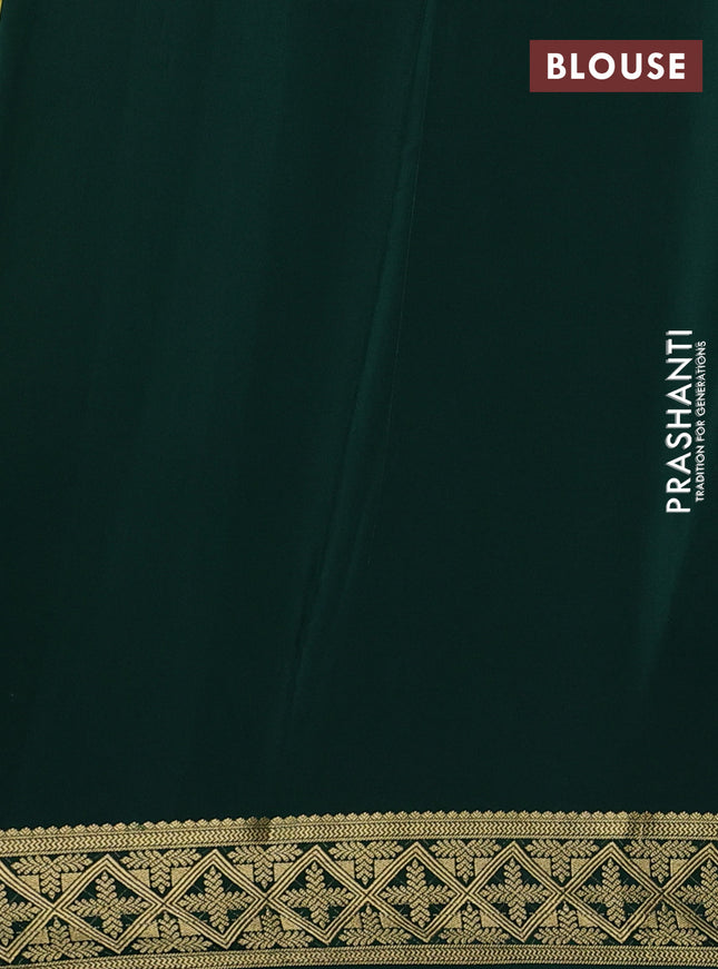 Pure mysore silk saree lime yellow and green with allover zari checks & buttas and long rich zari woven border