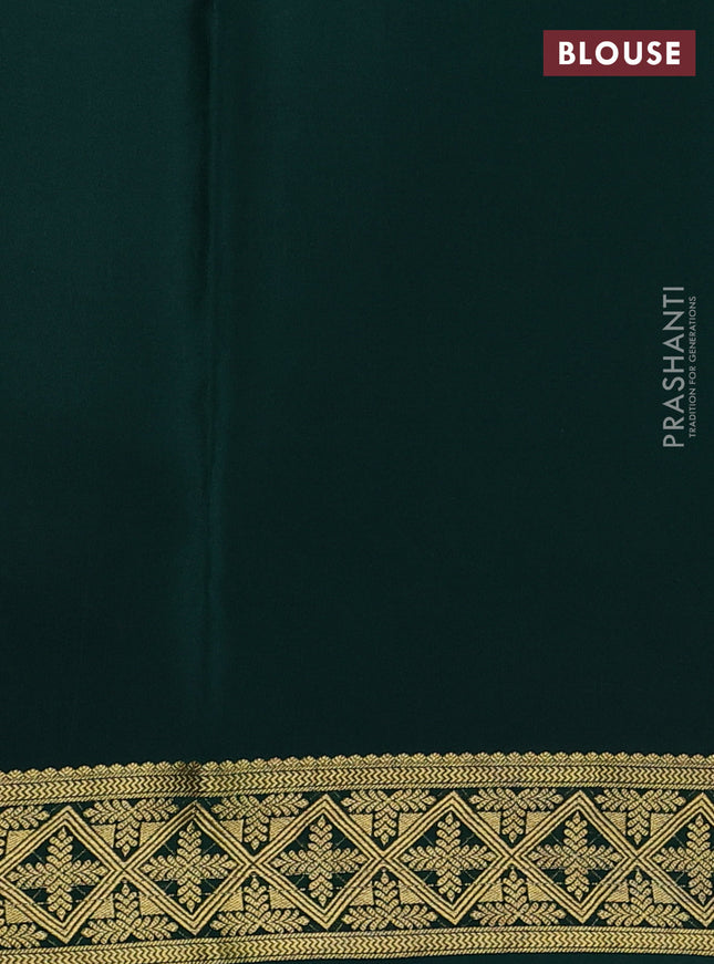 Pure mysore silk saree red and green with allover zari checks & buttas and long rich zari woven border