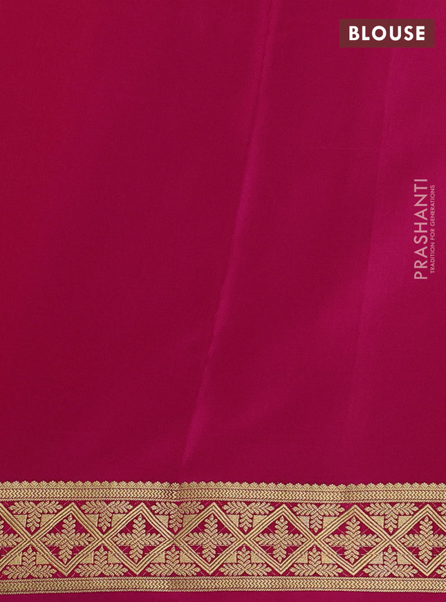 Pure mysore silk saree lime green and pink with allover zari checks & buttas and long rich zari woven border
